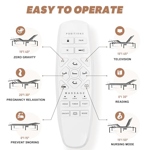 ASONLY Adjustable Bed Frame Queen, Adjustable Bed Base with Massage, Zero Gravity Electric Bed with Wireless Remote, Head and Foot Incline, Dual USB Ports, Underbed Lighting, Easy Assembly