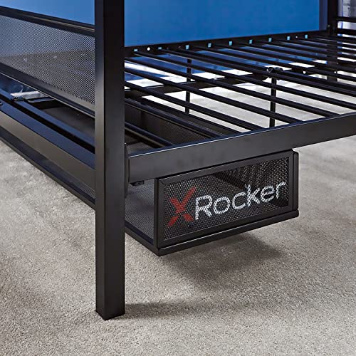 X Rocker Basecamp Full Size Gaming Bed, Rotating TV Mount with Vented Console Storage, Metal Mesh Frame with Slats, Amazon Exclusive, Black