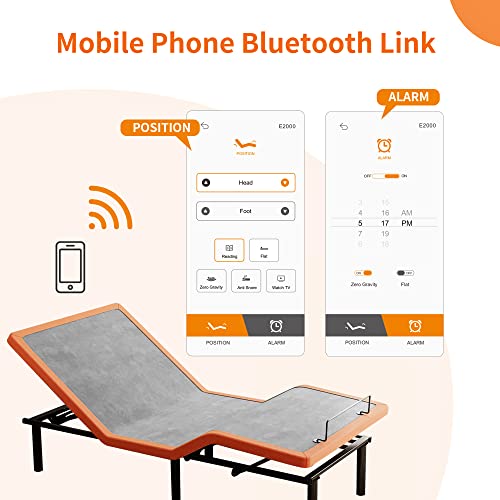 ESHINE Adjustable Bed Frame Smart Bed - Ergonomic Electric Bed Base, Foot & Head Incline, APP Control, Wireless Remote, Zero Gravity, Anti-Snore, Twin XL, 2000 Series