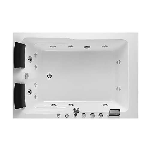 Empava Whirlpool Bathtub 71 Inch,2 Person Whirlpool Tubs With 16 Jets,Jetted Bathtub,Acrylic SPA Bath Tub,Hydro Massage Bathtub With Right Drain,3-Side Apron,White