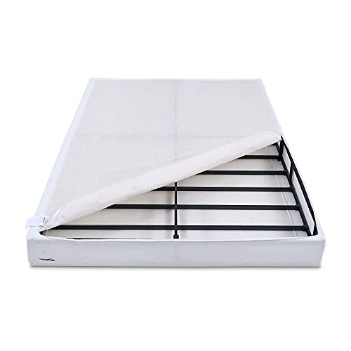 Amazon Basics Smart Box Spring Bed Base, 5 Inch Mattress Foundation, Tool-Free Easy Assembly, Full, White