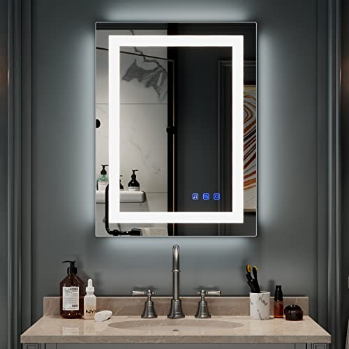 Bonnlo 32"×24" (800×600mm)Bluetooth Mirror,Led Bathroom Mirror Smart Mirror with Bluetooth Speaker, Anti-Fog Bathroom Led Mirror with Memory Touch, Dimmable Espejos Para Baños, Vertically/Horizontally