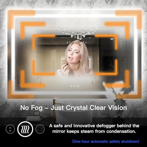 ISKM 20''x28'' Led Bathroom Mirror Front and Backlit Vanity Mirror Wall Mounted, Anti-Fog, Dimmable, Memory Function Mirror with Smart Touch button Waterproof and Shatter-Proof Makeup Mirror