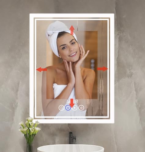 Msrorriw Wall-Mounted Bathroom Mirror with LED-Lights - 24 x 32 Inch Frame Vanity Mirrors with Dimmable (24" x 32", Rectangle)