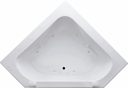 Carver Tubs - CT6060 - Corner Whirlpool Bathtub w/ 6 Jets - 60"L x 60"W x 19.5"H - White Triangle Two Person Acrylic Tub