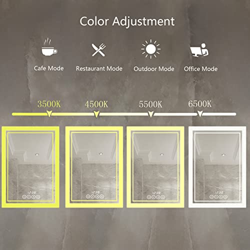 Msrorriw Wall-Mounted Bathroom Mirror with LED-Lights - 24 x 32 Inch Frame Vanity Mirrors with Dimmable (24" x 32", Rectangle)