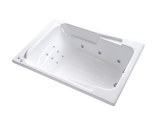 Carver Tubs - SR7148 - Modern Acrylic Fiberglass Whirlpool Tub Water Massage Two Person Jetted Bathtub, w/ 12 Jet - Two Person White Acrylic Spacious Tub - Adjustable Jets - 71"L x 48"W x 19.5"H