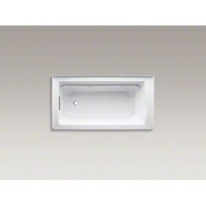 KOHLER K-1122-HL-0 Archer 60"x32" alcove whirlpool with integral apron, left hand drain and heater, White