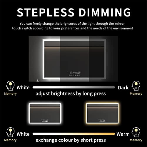 GESIPOR 60"x36" Bathroom LED Mirror with Wireless Speaker Wall Switch - Lighted Vanity Mirrors for Bathroom Wall Mounted Backlit, Dimmable Light 3000K/6000K Anti-Fog Makeup Smart Mirror (Horizontal)