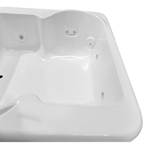 Carver Tubs - BE7260 - Modern Acrylic Fiberglass Whirlpool Tub Water Massage Two Person Bathtub, w/Heated 12 Jet - Modern White Square Acrylic Tub - Deep Relaxing Soak - 72"L x 60"W x 19"H