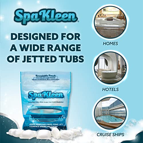 SpaKleen Jetted Tub Cleaner for Jacuzzis, Bathtubs, Whirlpools, Septic Safe, 10 Cleanings Per Pouch, Fast Action Formula, Made In The USA