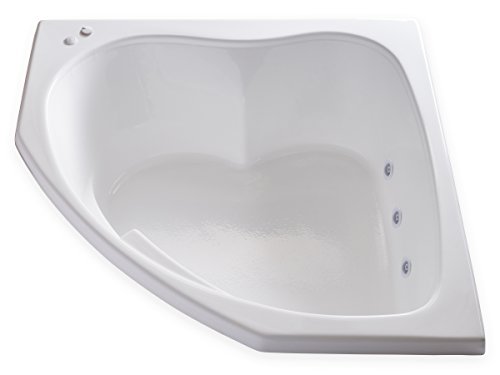 Carver Tubs - SKC5555 - Modern Acrylic Whirlpool Tub Water Massage Two Person Jetted Bathtub, w/ 6 Jet - White Drop In Bathtub Triangular Corner Tub - Deep Relaxing Soak - 55"L x 55"W x 18.5"H