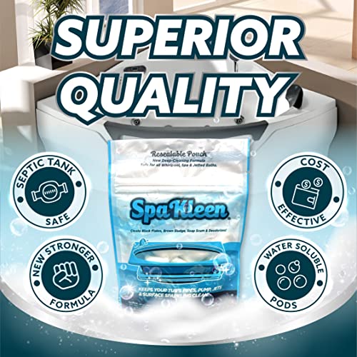 SpaKleen Jetted Tub Cleaner for Jacuzzis, Bathtubs, Whirlpools, Septic Safe, 10 Cleanings Per Pouch, Fast Action Formula, Made In The USA