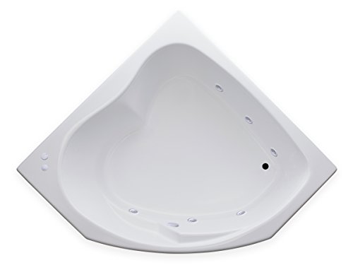 Carver Tubs - SKC5555 - Modern Acrylic Whirlpool Tub Water Massage Two Person Jetted Bathtub, w/ 6 Jet - White Drop In Bathtub Triangular Corner Tub - Deep Relaxing Soak - 55"L x 55"W x 18.5"H