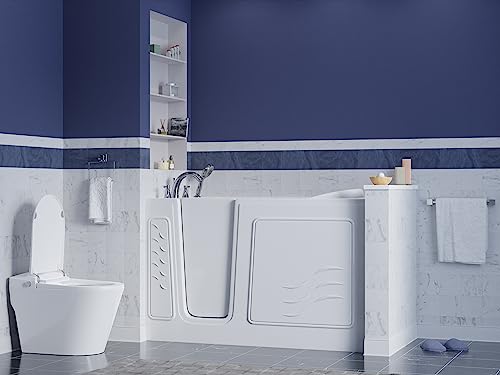 ANZZI Walk In Tub 60'' x 30'' Left Drain, Whirlpool & Air Tub with Quick Fill, Aromatherapy, Chroma therapy, White Finish Easy Maintenance with Powered Fast Drain - AMZ3060WILWS