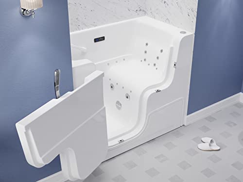 ANZZI Walk In Tub 53'' x 29'' Left Drain, Wheelchair Access, Air & Whirlpool Jets, Quick Fill, Handheld Shower, Aromatherapy, Chromatherapy, ADA-Compliant, Slip-Resistant, AutoDrain - 2953WCLWD