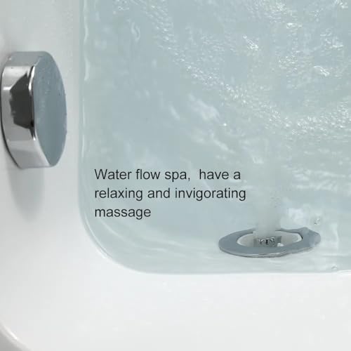 Weibath 67'' Modern Acrylic Alcove Whirlpool Bathtub Rectangular Water Massage Bathtub Chromatherapy LED Soaking Tub with Bathtub Filler Faucet