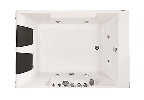 DECORAPORT 72 Inch Acrylic Alcove Whirlpool Hydromassage Bathtub 2 Person SPA Soaking Tub with Faucet, Shower head and Drain (D-DK-Q367)