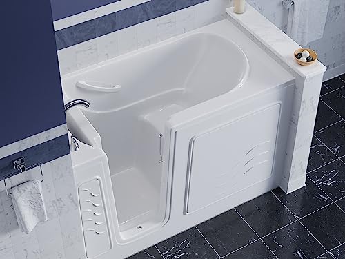 ANZZI Walk In Tub 60'' x 30'' Left Drain, Whirlpool & Air Tub with Quick Fill, Aromatherapy, Chroma therapy, White Finish Easy Maintenance with Powered Fast Drain - AMZ3060WILWS