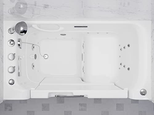 ANZZI Walk In Tub 53'' x 29'' Left Drain, Wheelchair Access, Air & Whirlpool Jets, Quick Fill, Handheld Shower, Aromatherapy, Chromatherapy, ADA-Compliant, Slip-Resistant, AutoDrain - 2953WCLWD