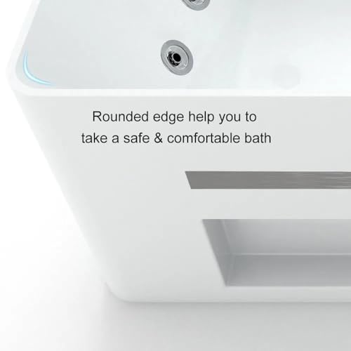Weibath 67'' Modern Acrylic Alcove Whirlpool Bathtub Rectangular Water Massage Bathtub Chromatherapy LED Soaking Tub with Bathtub Filler Faucet