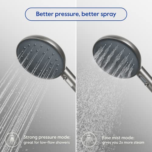 hai Smart Shower Head, Bluetooth Handheld Water Saving Showerhead with Adjustable High Pressure to Spa-Like Mist, Stainless Steel, Easy Installation, Customizable LED Lights, Charcoal, 1.8 GPM
