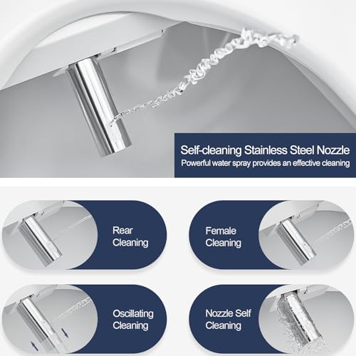 ZMJH A201S Bidet Toilet Seat, Electric Smart Heated Seat with Slow Closes, Vortex Wash, Warm Dryer, Rear and Front Wash, Warm Water, Remote Control, and Night Light, White (Elongated)
