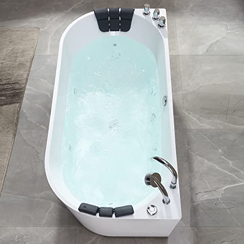 Empava 59" Freestanding Whirlpool Hydro Massage Bathtub, Acrylic 8 Jets Tub, 59" x 30", ETL Certificated, Includes Faucet, Handheld Shower, and Waterproof Pillows