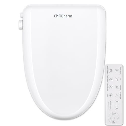 ChillCharm Electric Bidet Smart Toilet Seat Auto Open and Close Lid, Elongated Heated Toilet Seat, Adjustable Warm Water and Air Dryer,Oscillating and Pulsating Spray Wash LED Nightlight,White