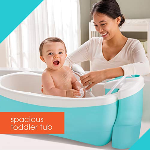 Summer Infant Lil Luxuries Whirlpool Bubbling Spa & Shower (Blue) - Luxurious Baby Bathtub with Circulating Water Jets, 2 Count (Pack of 1)
