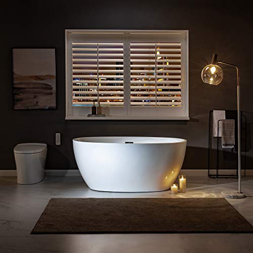 WOODBRIDGE 55" Acrylic Freestanding Bathtub Contemporary Soaking White Tub with Brushed Nickel Overflow and Drain,BTA1418 -B/N-Drain &O