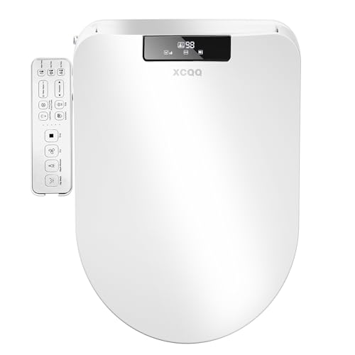 XCQQ Smart Bidet Toilet Seat,Removable Panel to Remote,Elongated Toilet Seat Slow Close,Electric Heated Bidet with Dryer,Bidet Toilet Seat Warm Water,Night Light Toilet Seat with Bidet,LED Screen