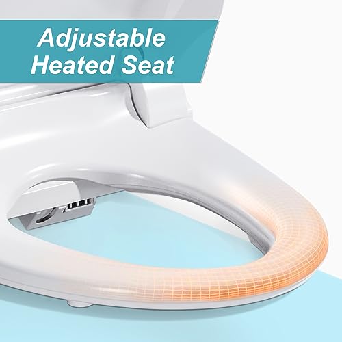ZMJH A102 Bidet Toilet Seat, Elongated Smart Unlimited Warm Water, Vortex Wash, Electronic Heated, Warm Air Dryer, Rear and Front Wash, LED Light, Need Electricity, White, (Elongated)