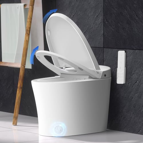 EPLO Smart Toilet Bidet with Tank Built in,Auto open/close,Heated seat,Dual Auto Flush, Foot Sensor Flush,Modern Elongated Toilets with LED Display for Bathrooms E18PRO