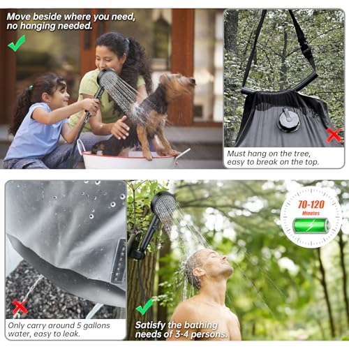AlpsWolf Portable Shower for Camping, 6000mAh Rechargeable Camping Shower with Digital Power & Temperature Display, Portable Shower for Camping, Beach, Hiking, Outdoor Travelling, Pet Cleaning