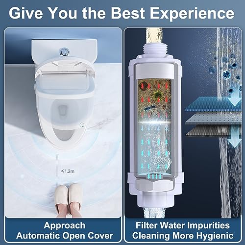 ChillCharm Electric Bidet Smart Toilet Seat Auto Open and Close Lid, Elongated Heated Toilet Seat, Adjustable Warm Water and Air Dryer,Oscillating and Pulsating Spray Wash LED Nightlight,White