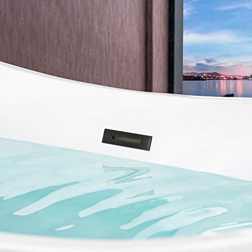 WOODBRIDGE 71" Acrylic Freestanding Bathtub Contemporary Soaking Tub, White Acrylic (Matte Black Drain/Overflow),B0017 MB Drain &O