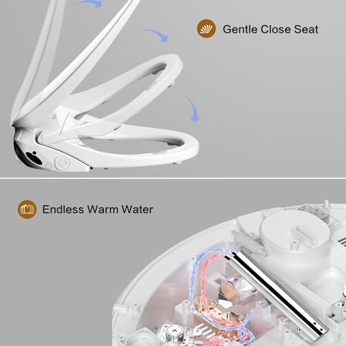 FN3 Smart Bidet Toilet Seat,Elongated Toilet Seat Slow Close,Electric Heated Bidet with Pre Wet, Aerated Cleansing,Endless Warm Water,Air Dryer,Toilet Seat with Bidet,Remote Control
