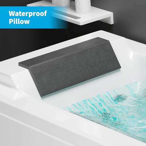 ADOWORE Whirlpool Bathtub, 67" Jetted Tub with Light, Hydro Massage Bathtub with Waterfall, SPA Bathtub with LED Control Panel & Chromatherapy, Whirlpool Tub with Pillow