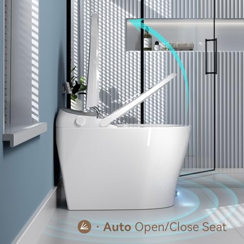 Uncle Brown Luxury Smart Bidet Toilet with Auto Open/Close Lid, Heated Toilet Seat, Instant Warm Water and Dryer, Smart Toilet with Night Light, Digital Display