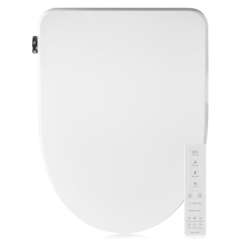 Aquonderful Elongated Smart Bidet Toilet Seat, Warm Water, Heated Toilet Seat with Remote Control, Dryer, Rear and Front Wash, Slow Closes, Night Light, White, 302C(Elongated)