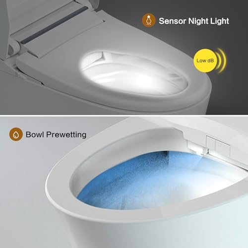 FN3 Smart Bidet Toilet Seat,Elongated Toilet Seat Slow Close,Electric Heated Bidet with Pre Wet, Aerated Cleansing,Endless Warm Water,Air Dryer,Toilet Seat with Bidet,Remote Control
