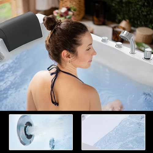 Empava Whirlpool Bathtub 71 Inch,2 Person Whirlpool Tubs With 16 Jets,Jetted Bathtub,Acrylic SPA Bath Tub,Hydro Massage Bathtub With Right Drain,3-Side Apron,White