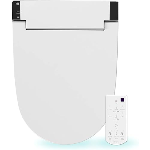 VOVO VB-6000SE Electric Smart Bidet Toilet Seat with Dryer, Heated Toilet Seat, Warm Water, Full Stainless-steel Nozzle - White, Elongated
