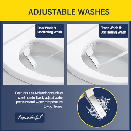 Aquonderful Elongated Smart Bidet Toilet Seat, Warm Water, Heated Toilet Seat with Remote Control, Dryer, Rear and Front Wash, Slow Closes, Night Light, White, 302C(Elongated)