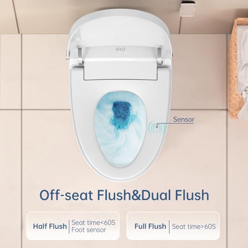 EPLO Smart Toilet Bidet with Tank Built in,Auto open/close,Heated seat,Dual Auto Flush, Foot Sensor Flush,Modern Elongated Toilets with LED Display for Bathrooms E18PRO