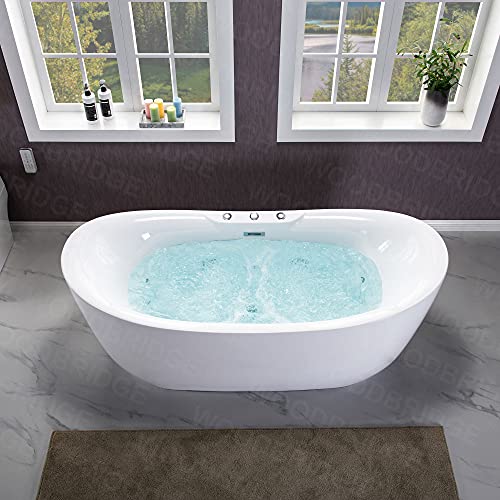WOODBRIDGE B-0034/BTS1611 71" x 31.5" Whirlpool Water Jetted and Air Bubble Freestanding Bathtub