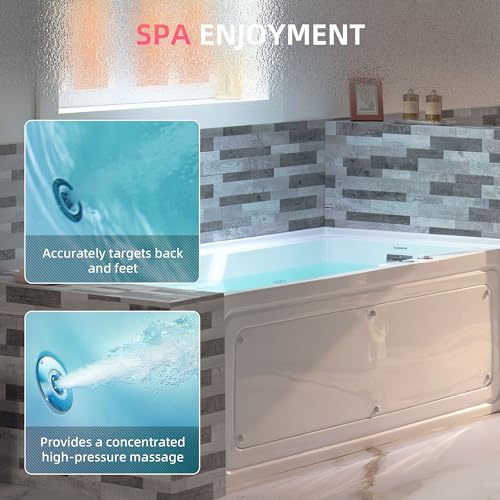 WOODBRIDGE 60" Alcove Acrylic Rectangular Whirlpool Heated Jetted Tub in White with Right Drain, Chrome pop-up Drain Included BS6030R