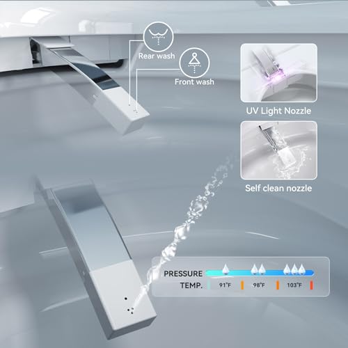 Uncle Brown Luxury Smart Bidet Toilet with Auto Open/Close Lid, Heated Toilet Seat, Instant Warm Water and Dryer, Smart Toilet with Night Light, Digital Display