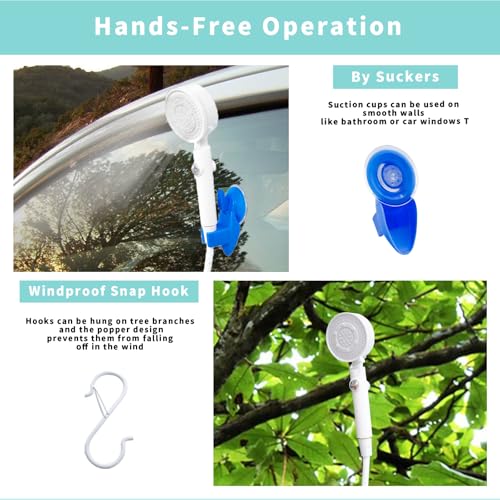 Didumoine Portable Shower, Camping Shower Rechargeable Electric Shower Pump with USB-C & Smart Digital Display, Multifunctional Handheld Shower Head for Rinsing, Hiking, Rving, Beach Vacations (Blue)